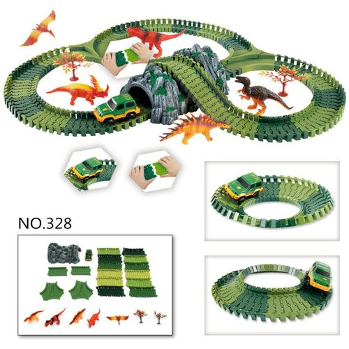 Dinosaure Dino World Pour Enfants Flexible Race Car Track Toys Construction Play-Set Toy, No.328