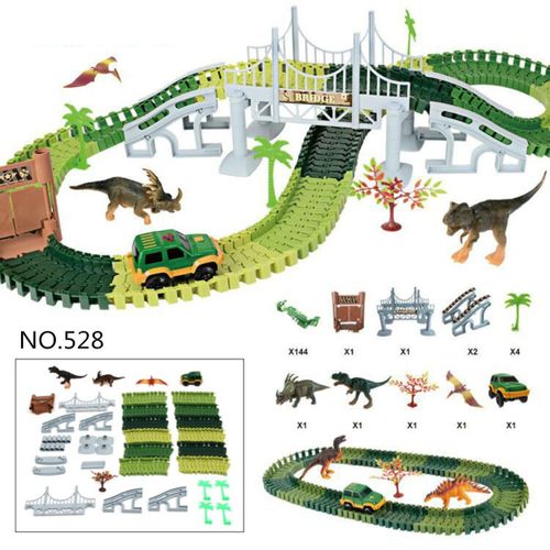 Dinosaure Dino World Pour Enfants Flexible Race Car Track Toys Construction Play-Set Toy, No.528