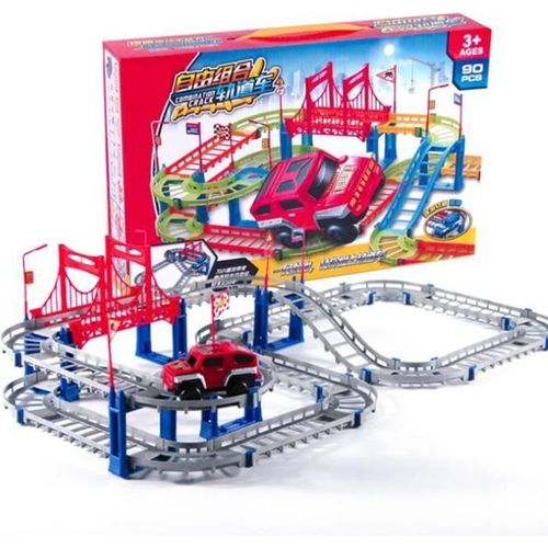 Circuit Voiture Jouet Pour Enfant 90 Pièces Piste De Circuit De Voiture Electrique Cadeau Pour Enfants Garçons Filles 3 4 5 6 Ans