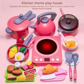 Jouets de cuisine en plastique 1 Set Jouets de cuisine pour enfants  Couverts de cuisine pour enfants Jouets Jouets de cuisine de simulation  (Rose) 