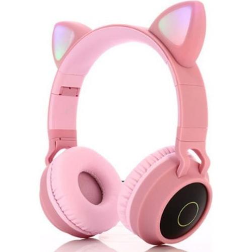 Led Casque Audio Enfant Fille Bluetooth Casque Sans Fil Écouteurs Oreille Chat Bandeau Réglable Pour Système Apple Android Wp Rose