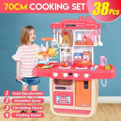 38pcs Ensemble Jeu D'imitation Cuisinière Cuisine Enfant Jouet Éducatif Jeu -Rose