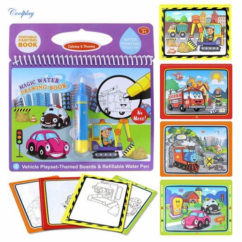 Magique Peinture A L'eau Graffiti Livre Reutilisable Couleur Animaux Graphiques Education Cognitive Papier Art Dessin Jouet, Transpotation