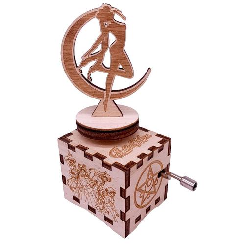 Sailor Moon Boîte À Musique Rotative En Bois Sculpté Avec Manivelle