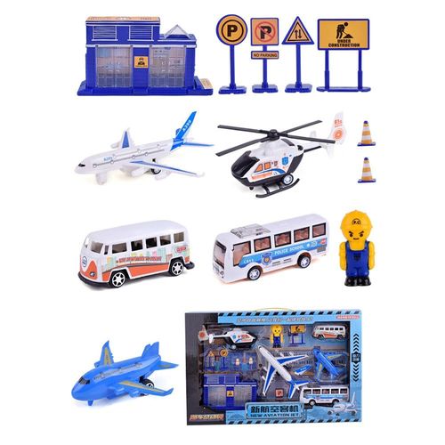 Plusieurs Styles Ingenierie Militaire Aviation Assainissement Camion De Pompier Voiture Moule Sous Pression Modèle Jouet Ensemble Pour Enfant Cadeau, Ensemble D'aviation