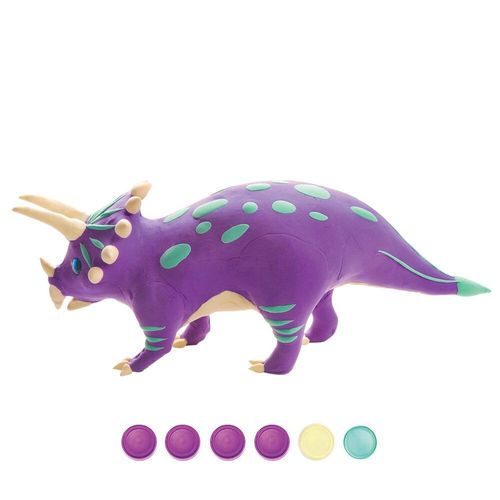 Argile Dinosaure Serie 3d Puzzle Modelisation Manuel Pour Enfants Bricolage Caoutchouc Couleur Boue Jouets, Triceratops