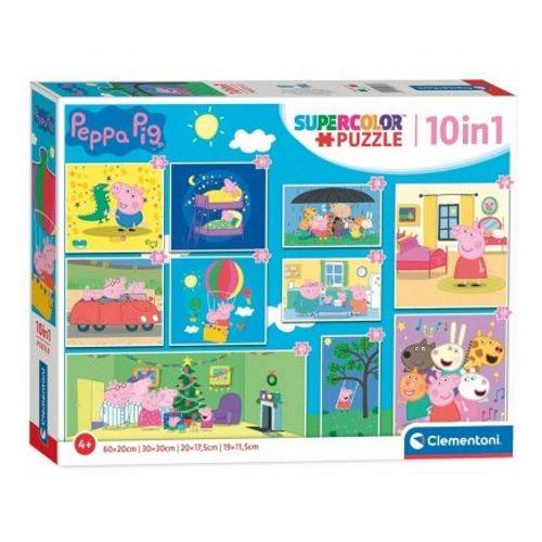 Coffret 10 Puzzle Progressif Peppa Pig - 18 - 30 - 48 - 60 Pieces - Set Mega Pack Peppa Le Cochon + 1 Carte Tigre