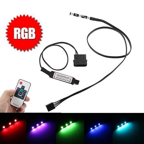 Rgb Led Bande Lumière Lampe Bar + Télécommande Contrôle Détachable Pour Pc Eau Refroidissement Bo11392