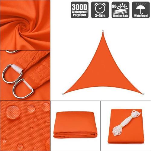 Triangle Voile D'ombrage Orange Toile Solaire Imperméable Orange 10x10x10` / 3x3x3m Bo16378