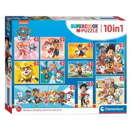 Coffret 10 Puzzle Progressif Pat Patrouille - 18 - 30 - 48 - 60 Pieces - Mega Pack Chien Ryder Everest Marcus Rocky Et 1 Carte Tigre