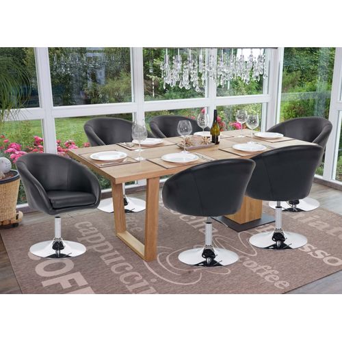 Lot De 6 Chaises De Salle À Manger Hwc-F19, Chaise De Cuisine Pivotante Loungesessel, Pivotante Réglable En Hauteur   Similicuir Noir
