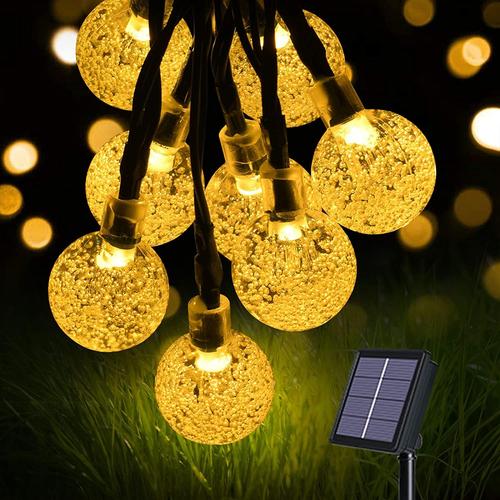 Guirlande Lumineuse Solaire, Lumière De Jardin (60 Leds 8 Modes) 11m / 36ft Crystal Balls, Lampe D'extérieur Étanche