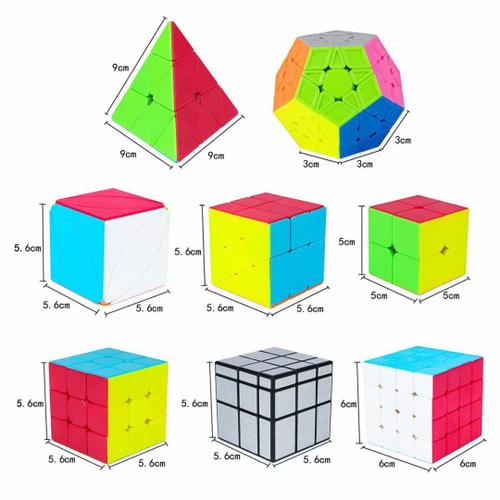 Cube Magique 2x2 3x3 4x4 Pyramide Megaminx Ivy Mirror Windmill Jouets Cube Sans Autocollants (8 Pack)