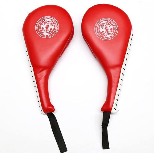 Pu Leather Taekwondo Double Hand Pads 1 Paire Rouge