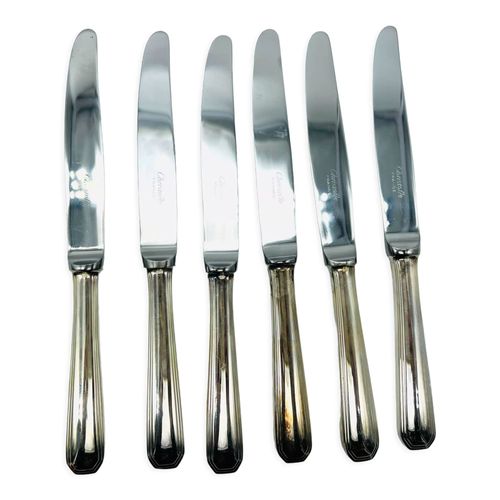 6 Couteaux Dessert Fromage Christofle Modele America Art Dco Mtal Argent Argent