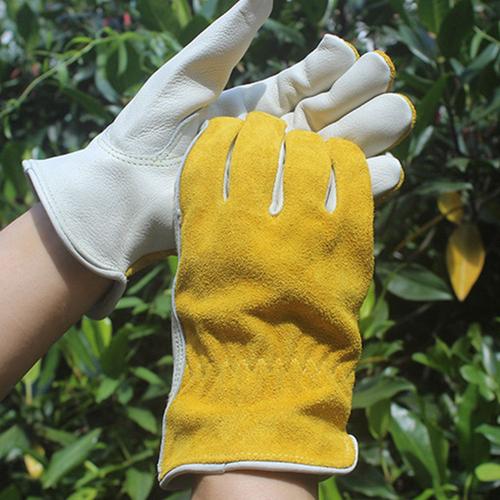 Gants de travail en cuir de vachette avec paume renforcée pour homme et  femme, gant de poignet réglable pour conducteur, construction, jardinage,  jardinage (L, jaune)