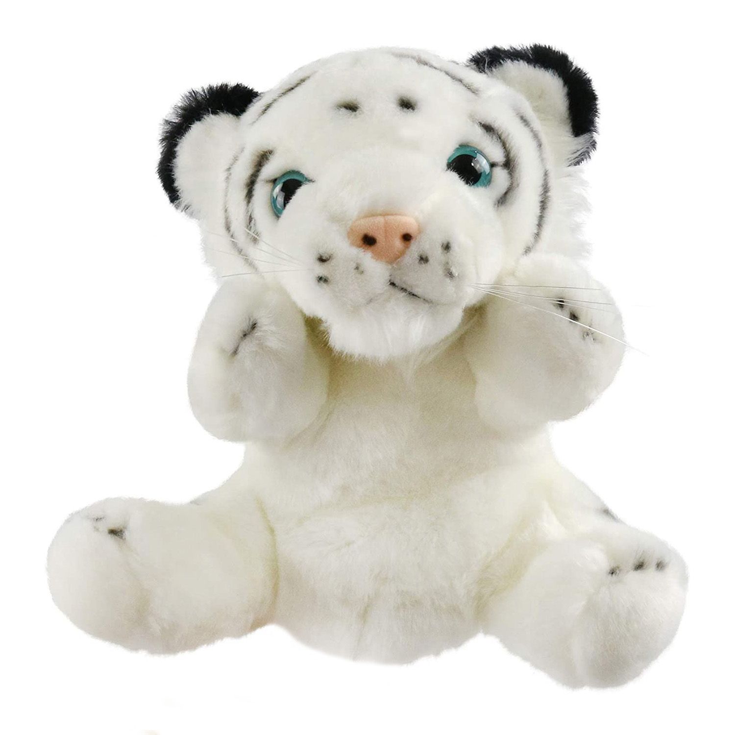 25cm Tiger Hand Puppet Jungle Amis En Peluche Animaux Jouet Pour Les Enfants Jouer Au Tigre Blanc