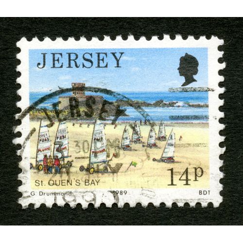 Timbre Oblitéré Jersey, St.Ouen's Bay, Drummond, 1989, Bdt, 14p
