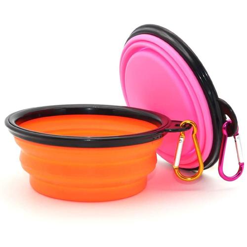 Gamelle Pour Chien Pliable, 2 Paquets Gamelle Pour Chien Pliable,Orange*Rose