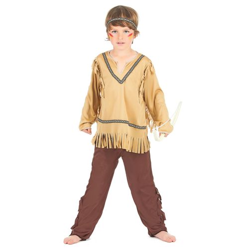 Déguisement Indien Franges Et Col V Garçon - Taille: Xl 13-14 Ans (140-152 Cm)
