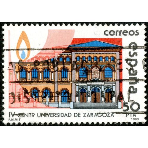 Timbre Oblitéré Espana, Correos, Iv Cento Universidad De Zaragoza, 1983, 50 Pta