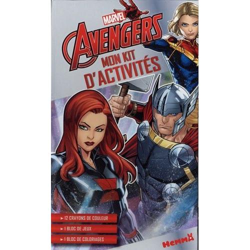 Mon Kit D'activités Marvel Avengers - 12 Crayons De Couleurs, 1 Bloc De Jeu, 1 Bloc De Coloriages