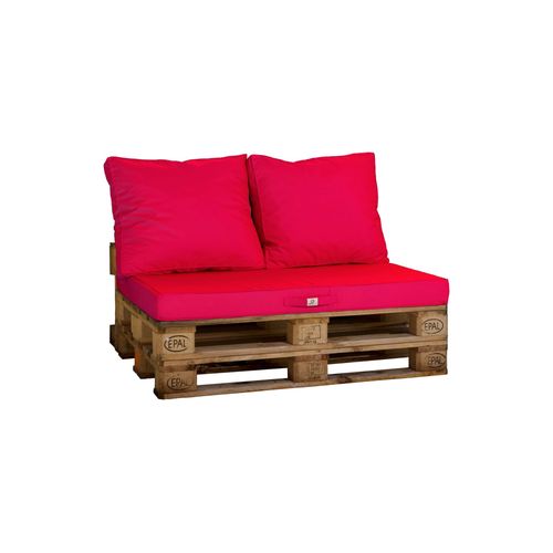 Lot Matelas Pour Palette Déhoussable Avec Assise De 120x80x10cm Et Dossier Rouge Piment
