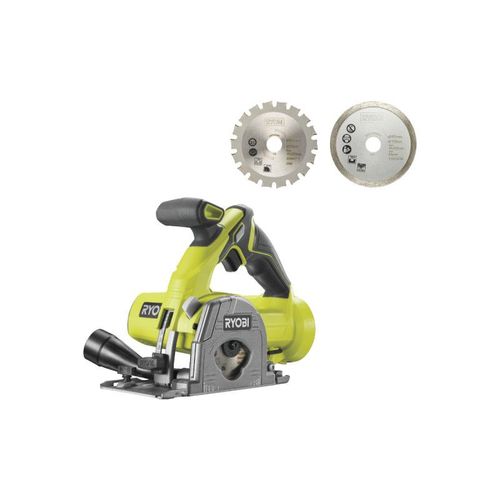 Pack RYOBI - Scie multi matériaux R18MMS-0 - 18V One+ 85mm - 2 lames - Sans batterie ni chargeur - Kit 2 lames bois / métal / carrelage - RAKMMS02K