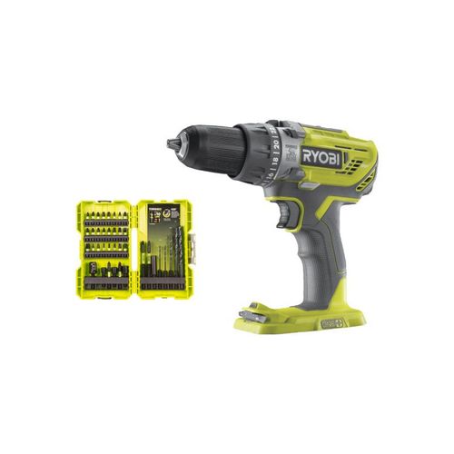 Pack RYOBI - Perceuse à percussion R18PD3-0 - 18V One+ sans batterie ni chargeur - Coffret 38 accessoires perçage-vissage-boulonnage RAK38DSDI2