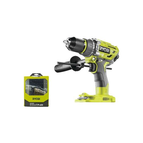 Pack RYOBI Perceuse-visseuse à percussion R18PD7-0 Brushless OnePlus sans batterie ni chargeur - 69 accessoires pour perçage et vissage RAK69MIX