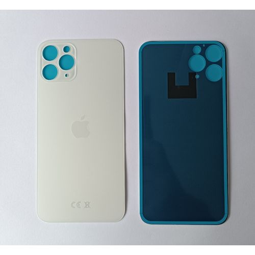 Vitre Arrière Iphone 11 Pro Max Blanc Avec Adhésif Big Hole