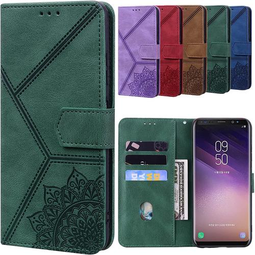 Coque Pour Samsung S8 Plus, Faite À La Main - Coque À Rabat Rétro Avec Motif Mandala - Coque S8 Plus, Coque De Protection Souple Et Flexible Anti-Rayures Pour Samsung Galaxy S8 Plus, Vert