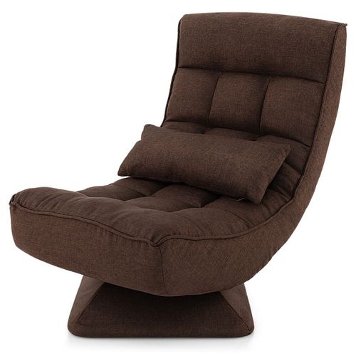 Fauteuil Relax Marron Rembourré Épais Chaise De Sol Pliable Réglable 5 Position Relaxant Oreiller Coussin Salon