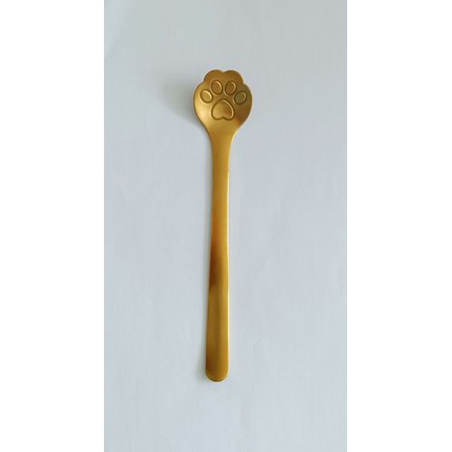 Cuillere A Cafe Patte De Chat Or. Acier Inoxydable. 15 X 3 Cm