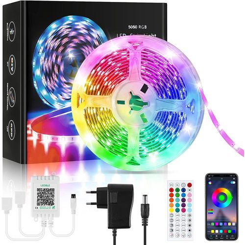 Ruban Led 10m, Bande Led 5050 Rgb Multicolore Lumineuse Led Avec Télécommande 40 Touches Chambre Pour Maison Cuisine Fête, Synchroniser Avec La Musique