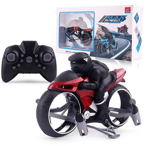 2.4g 2 En 1 Land Rc Car Vehicle Motorcycle Flying Drone Rtr Model Toy,Red-Tritina