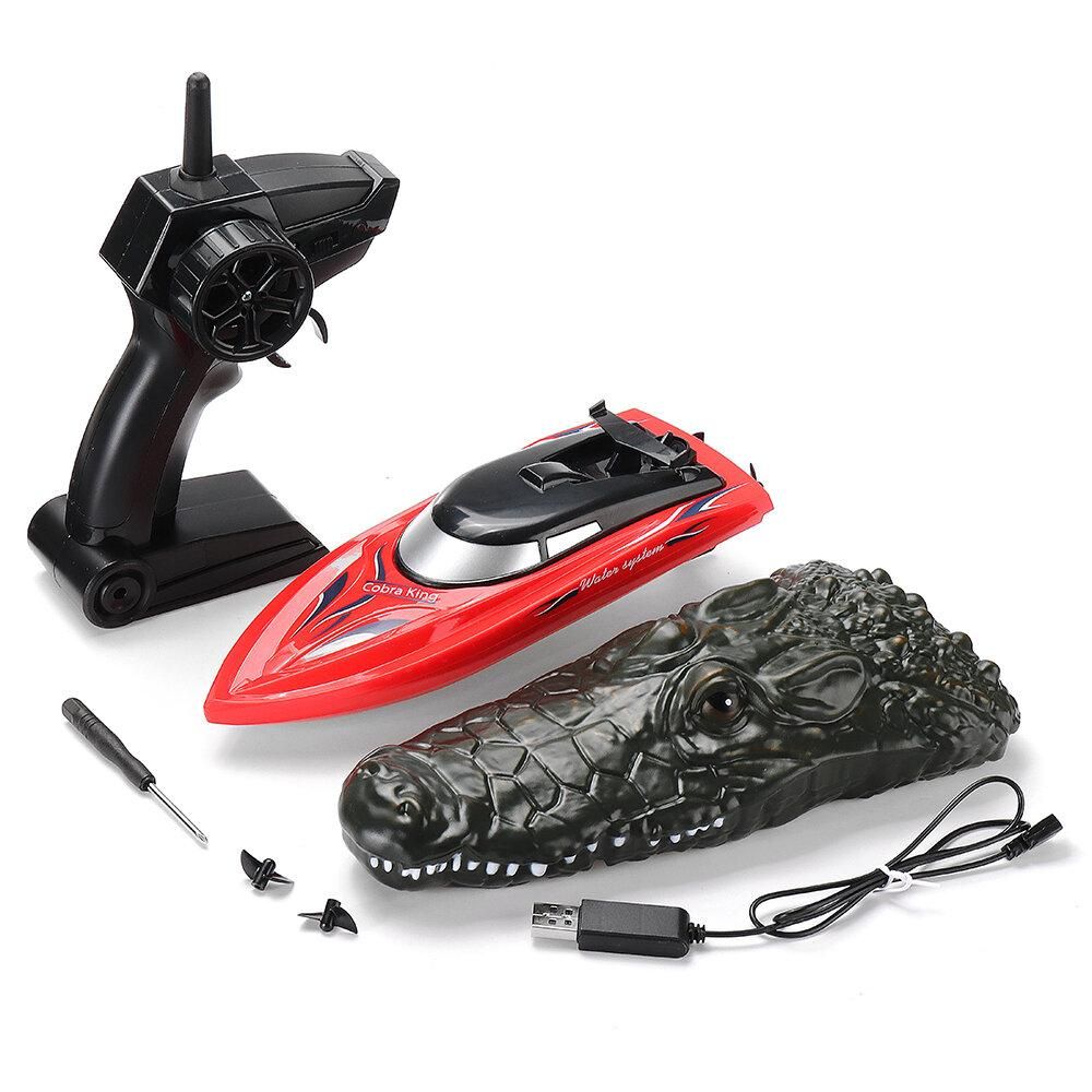 2.4g Rc Bateau 2 En 1 Simulation Crocodile Double Moteurs Ve... - 7