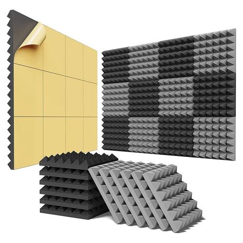 Panneaux acoustiques carrés, auto-adhésifs, 12 pièces, isolation