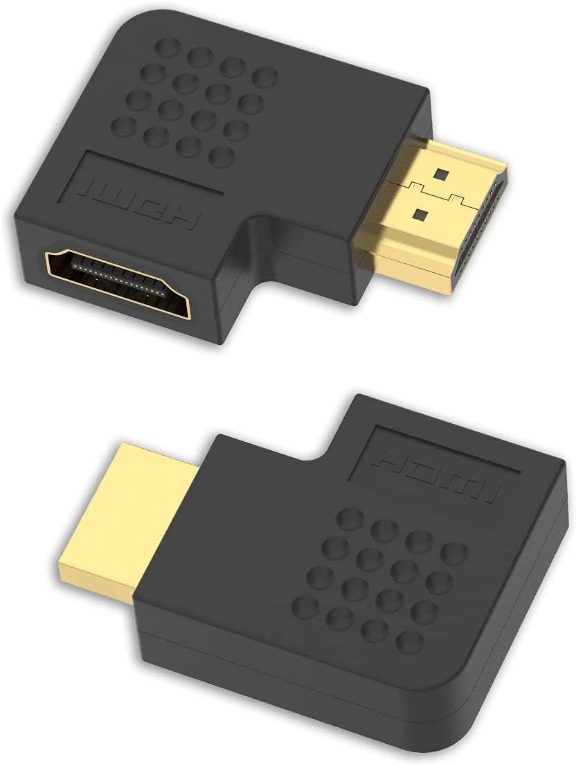 Adaptateur HDMI femelle vers HDMI male coude a 90 degres vers le