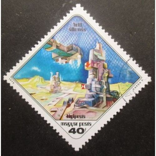 Hongrie Poste Aérienne N°407 Station Sur La Lune Oblitéré