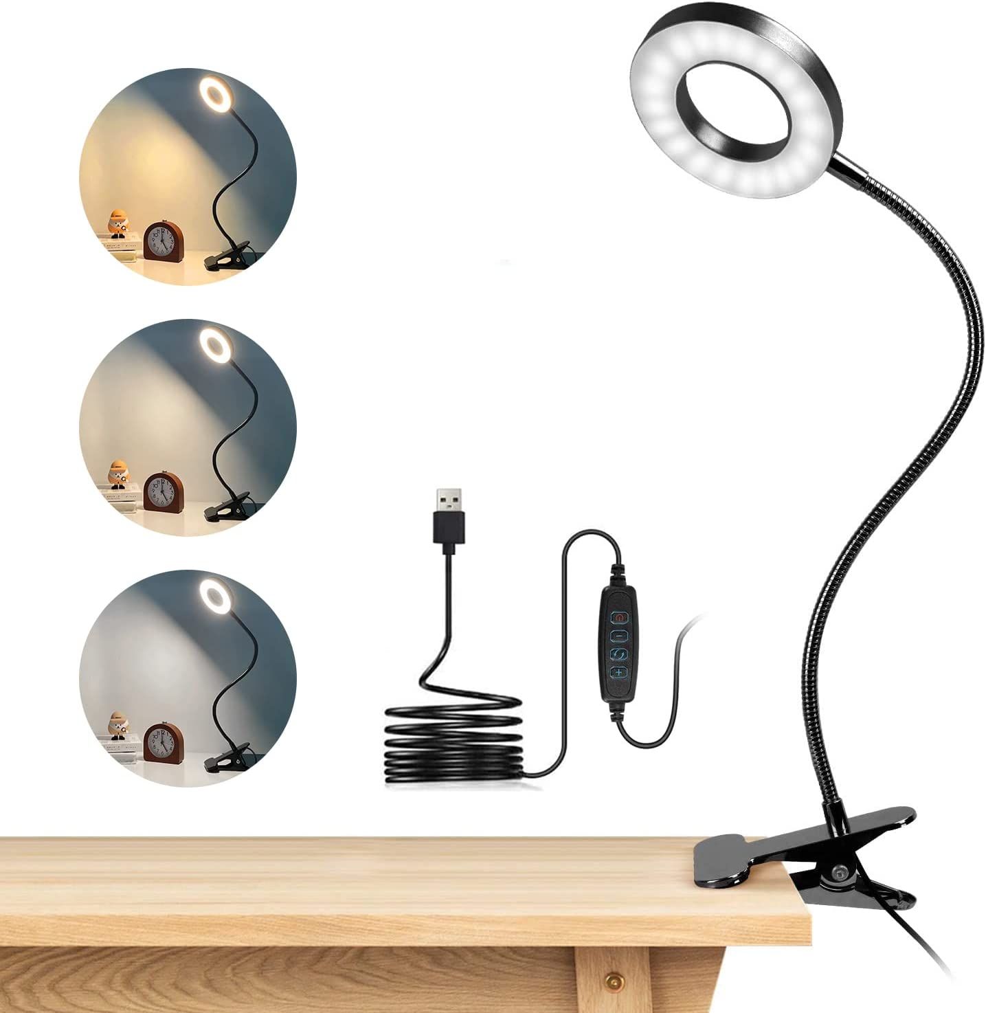 Lampe de bureau DEL à pince avec contrôles tactiles - 3000K/4000K