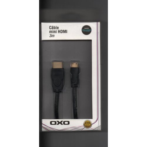 Câble mini HDMI - 24 K Gold Plated - marque OXO -