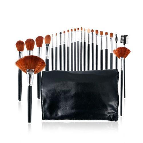 Pinceau De Maquillage Ensemble De Pinceaux De Maquillage Pinceau De Maquillage Rose Ensemble De Pinceaux De Maquillage Couleur Bois, 24 Poches Noir 