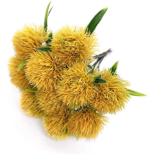 10 Pcs Pissenlit Plantes Artificielles Bouquet De Fleurs En Plastique Pour Décoration De Maison / Décoration De Mariage (Jaune)