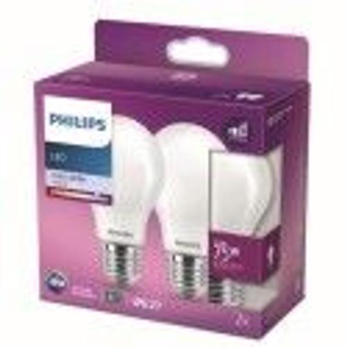 Philips Ampoule Led Equivalent 75w E27 Blanc Froid Non Dimmable, Verre, Lot De 2