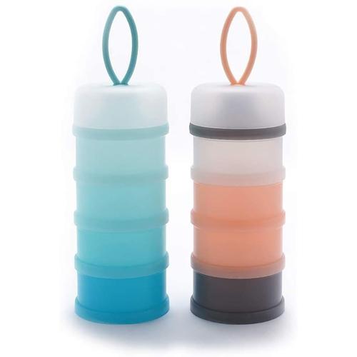 2pcs Baby Milk Powder Dispenser Snack Storage Container Stackable Bpa Free (Sans Bisphénol A)