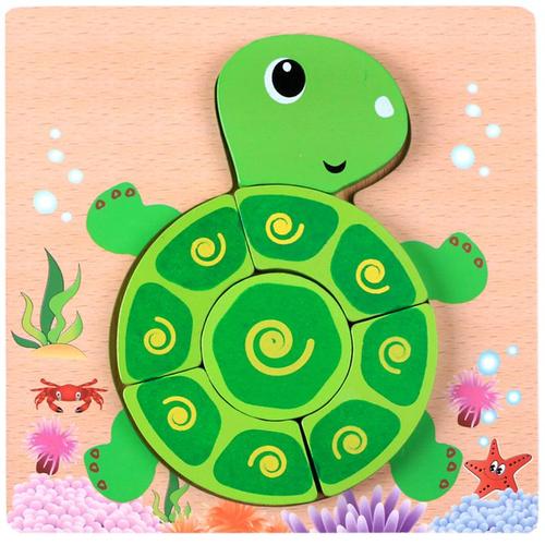 Puzzles En Bois, Puzzle Animal Jigsaw Apprentissage Précoce Bébé Enfants Jouets Éducatifs Tortue