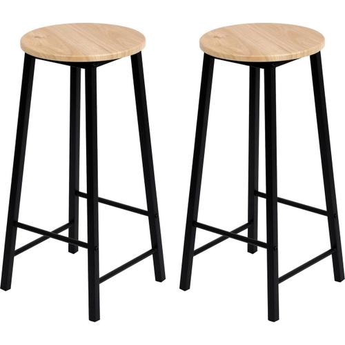 Tabourets Hauts Lot De 2 Chaises De Bar Set De 2 Tabourets De Bar Ronds Avec Pieds En Metal D30xh70cm Dock