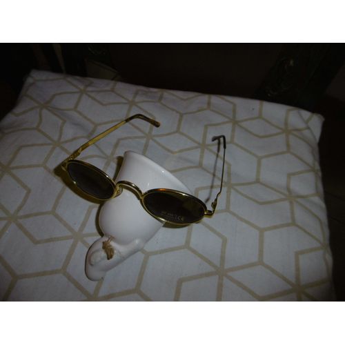 Lunette De Soleil Monture Dorée Taille Unique Verres Ovales Protection Uv 400 Ce Farbel 1352a