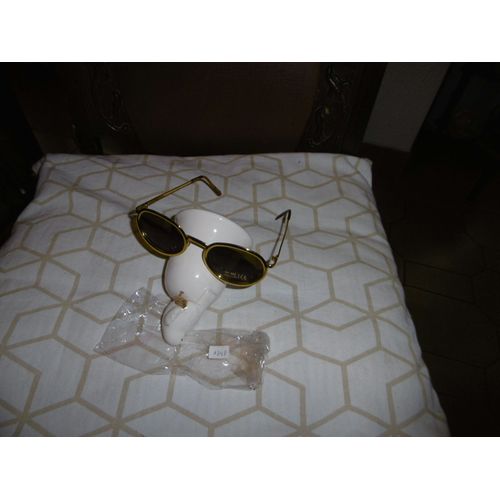 Lunette De Soleil Monture Métal Doré Taille Unique Verres Ovales Protection Uv 400 Ce Farbel 1348